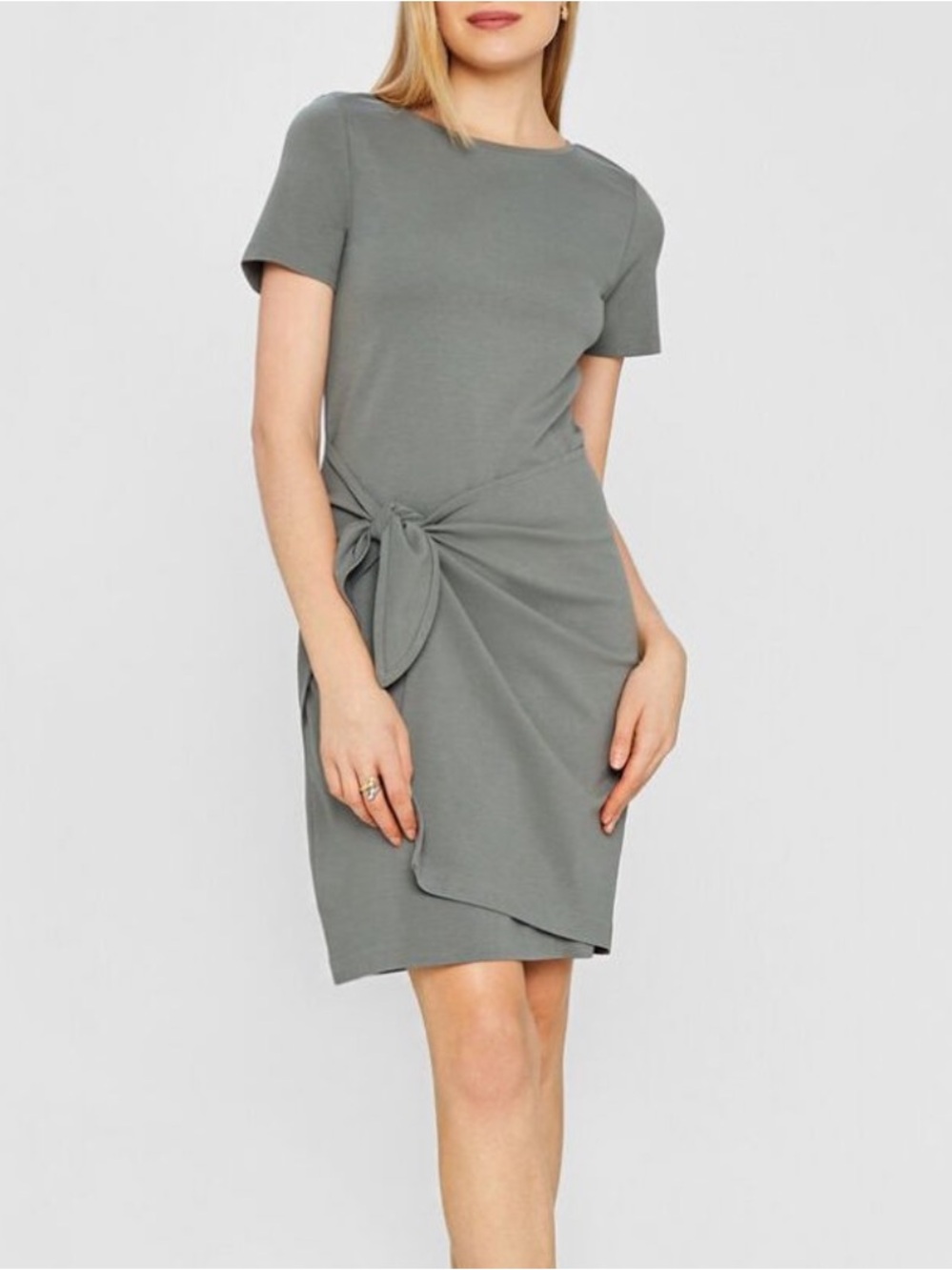 Club Monaco Twansia Wrap Mini Dress Size XS Khaki Green Stretchy Minimalist